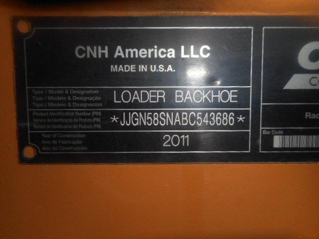 2011 CASE 580SN LOADER BACKHOE;