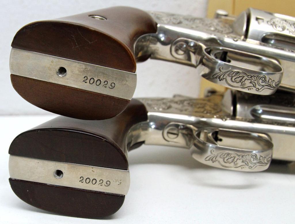 Pair of Fully Engraved Schofield Stage Revolvers One has a little play in the frame and the other
