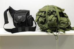 MAXpedition Hard-Use Gear Shoulder Bag and Green Military Backpack