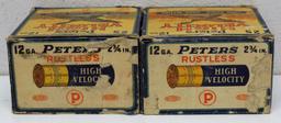 (2) Vintage Full and Correct Boxes Peters High Velocity 12 Ga. Shotgun Shells, Some Wear and Damage