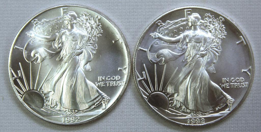 (2) 1992 Silver Eagles