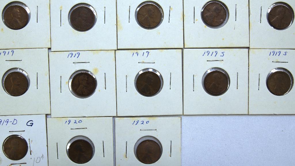 (4)1918,(4)1919,(2)1919S, 1919D, (2)1920 Wheat Cents