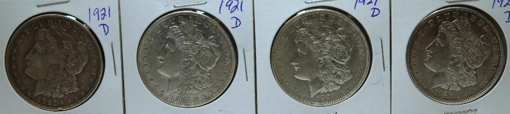 (5) 1921D Morgan Dollars