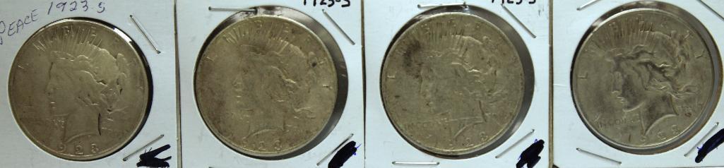 (4) 1923S Peace Dollars