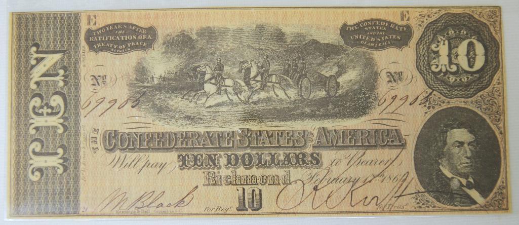 Confederate States of America 1864 Richmond $10 Note