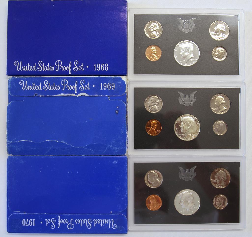 U.S. Mint 1968, 1969, 1970 Proof Sets