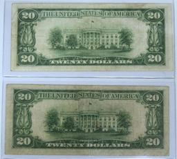 (2) 1934 $20 Notes