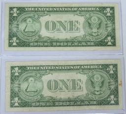 (2) 1935 Series $1 Blue Seal Star Note Silver Certificates