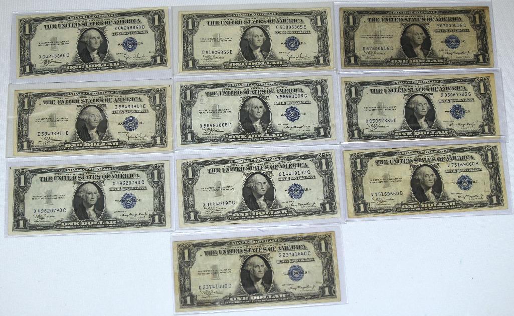 (10) 1935 Series $1 Blue Seal Silver Certificates