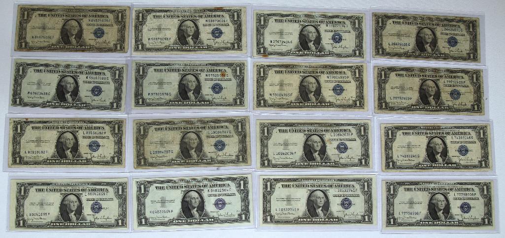 (16) 1935 Series $1 Blue Seal Silver Certificates