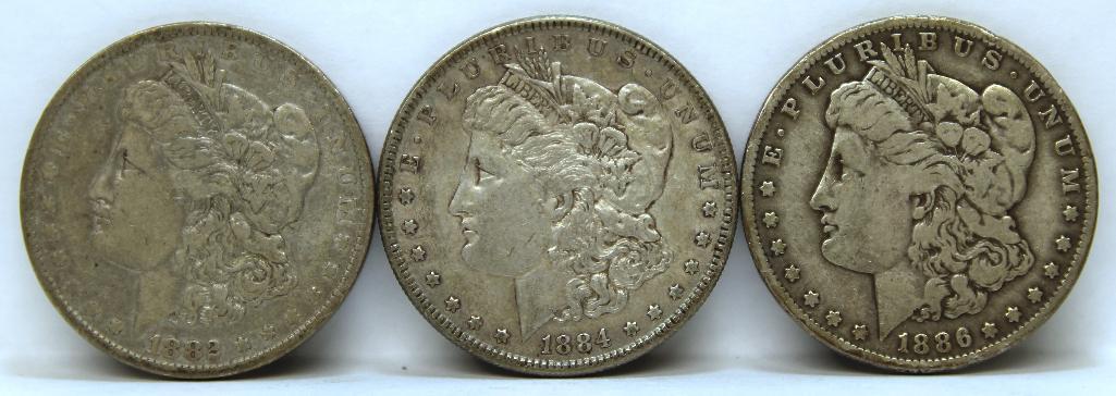 1882O,1886O,1884 Morgan Dollars