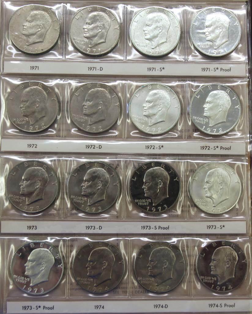 Eisenhower Dollar Book - Complete 1971-1977D with 40% Silver Proofs