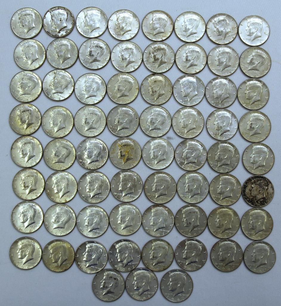 (67) 40% Silver 1965-1969 Kennedy Half Dollars