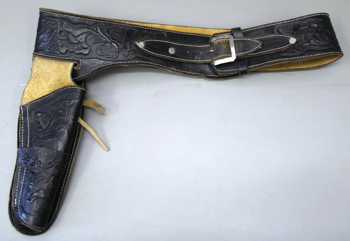 Old Tooled Leather Holster and Cartridge Belt