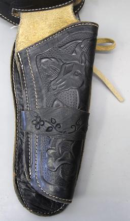 Old Tooled Leather Holster and Cartridge Belt