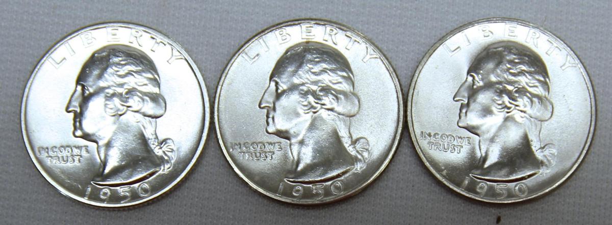 1950, 1950 D, 1950 S Washington Quarters
