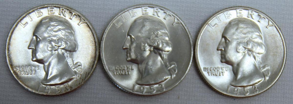 1953, 1953 D, 1953 S Washington Quarters
