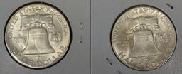 1950 D and 1951 D Franklin Half Dollars