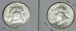 1954 and 1954 D Franklin Half Dollars