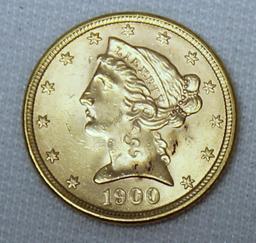 1900 Liberty $5.00 Gold Coin