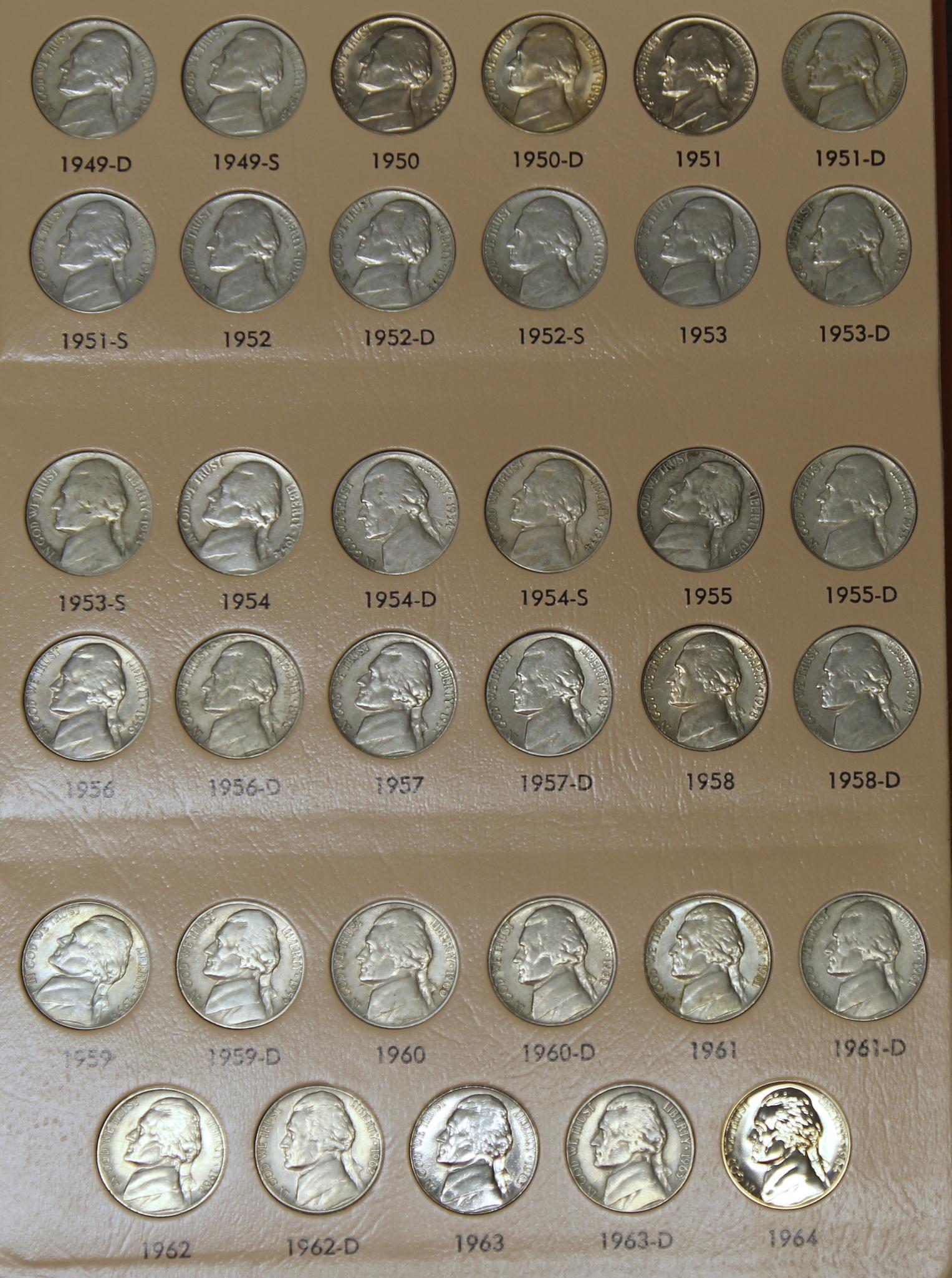 Jefferson Nickels Book 1938 - 2011 including Proof Only Issues