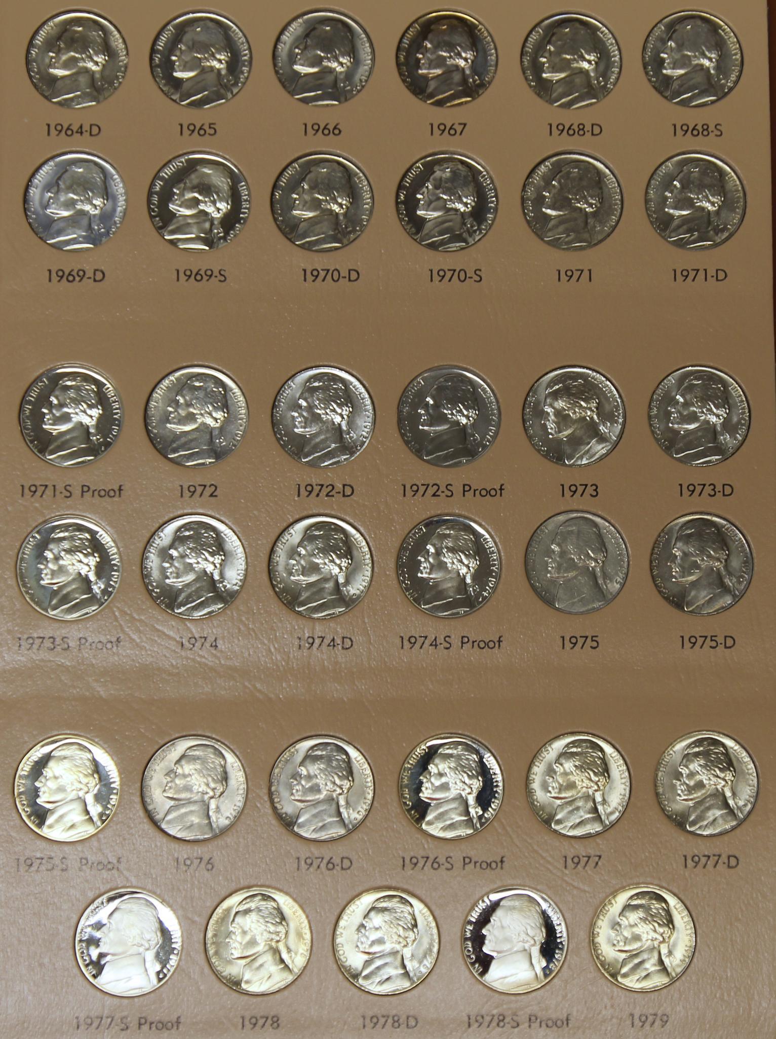 Jefferson Nickels Book 1938 - 2011 including Proof Only Issues