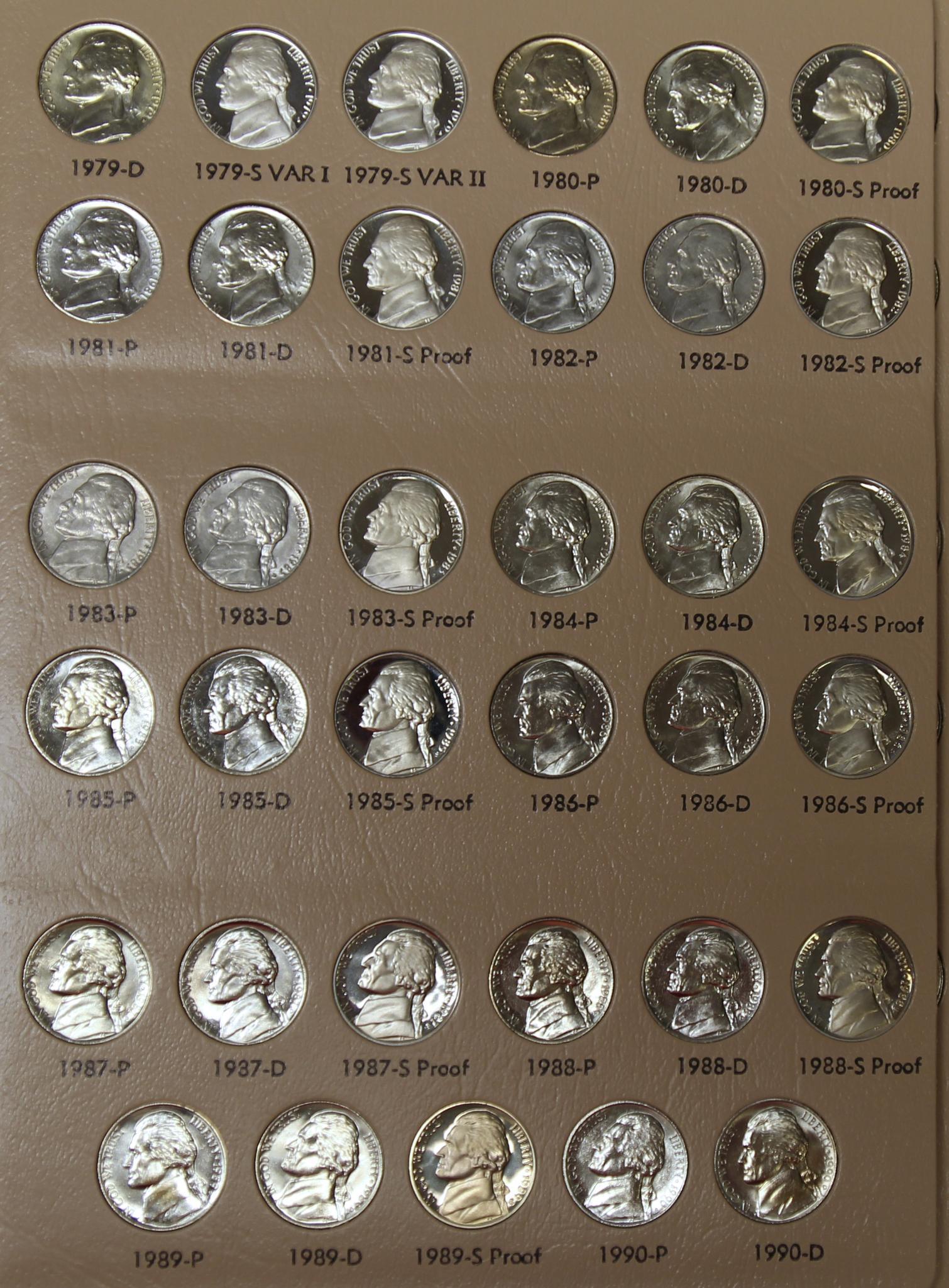 Jefferson Nickels Book 1938 - 2011 including Proof Only Issues