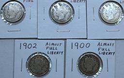 1900, 1902, 1904, 1910, 1912 D Liberty Head Nickels