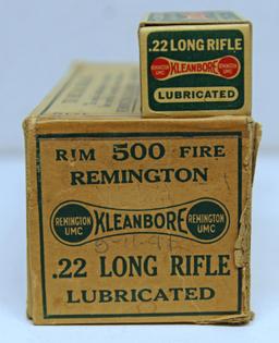 Full Vintage Brick Remington Ammunition Dog Bone Box .22 LR Cartridges, One End Flap is Broken