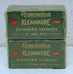 2 Full Vintage Boxes Remington Ammunition .22 LR Cartridges