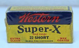 Full Vintage Box Western Ammunition Super-X .22 Short Cartridges