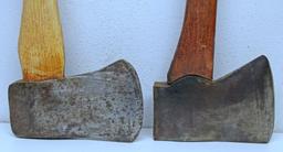 2 Plumb Axes with Leather Blade Sheaths - 1 Marked with a 3 with 30" Handle, Other Marked with a 3