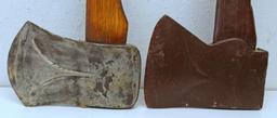 2 Vintage Plumb Axes - Painted or Stained one 31" Handle, Other 35" Handle