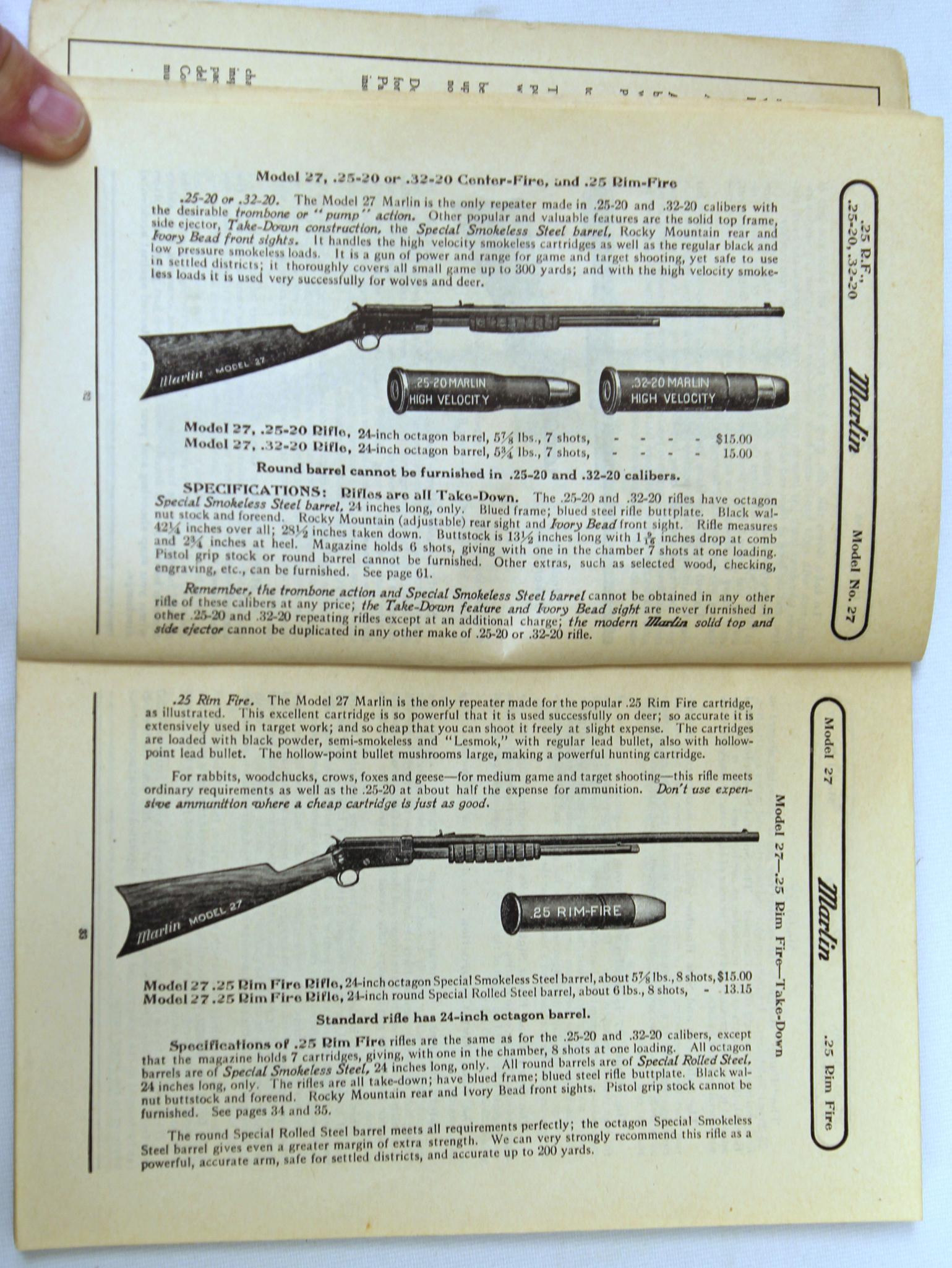 Marlin Repeaters Rifles, Carbines, Shotguns Catalog Dated July 1915