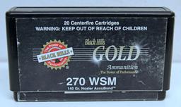 Full Box Black Hills Gold Ammunition .270 WSM 140 gr. Nosler AccuBond Cartridges