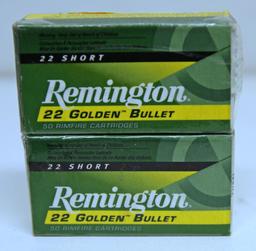 2 Full Boxes Remington Ammunition 22 Golden Bullet .22 Short Cartridges