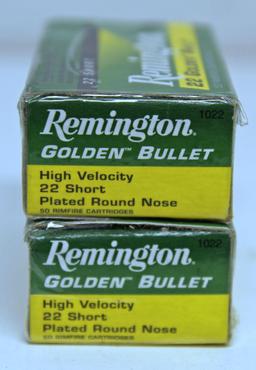 2 Full Boxes Remington Ammunition 22 Golden Bullet .22 Short Cartridges