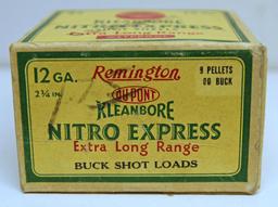 Full Vintage Box Remington Ammunition Stamped U.S. Property Nitro Express Extra Long Range 12 Ga.