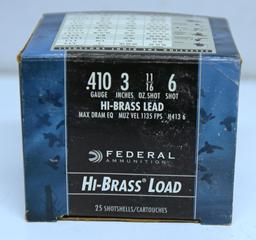 Full Box Federal Ammunition .410 Ga. 3" 6 Shot Hi-Brass Shotshells