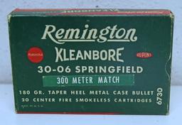 Full Vintage Box Remington Ammunition .30-06 Springfield 300 Meter Match 180 gr. Taper Heel