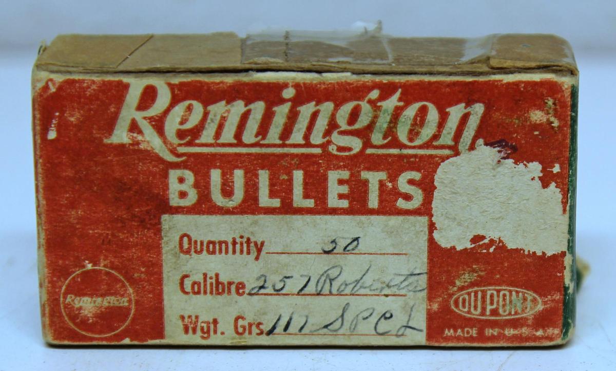 Full Vintage Box 50 Remington Ammunition Bullets for Reloading .257 Roberts