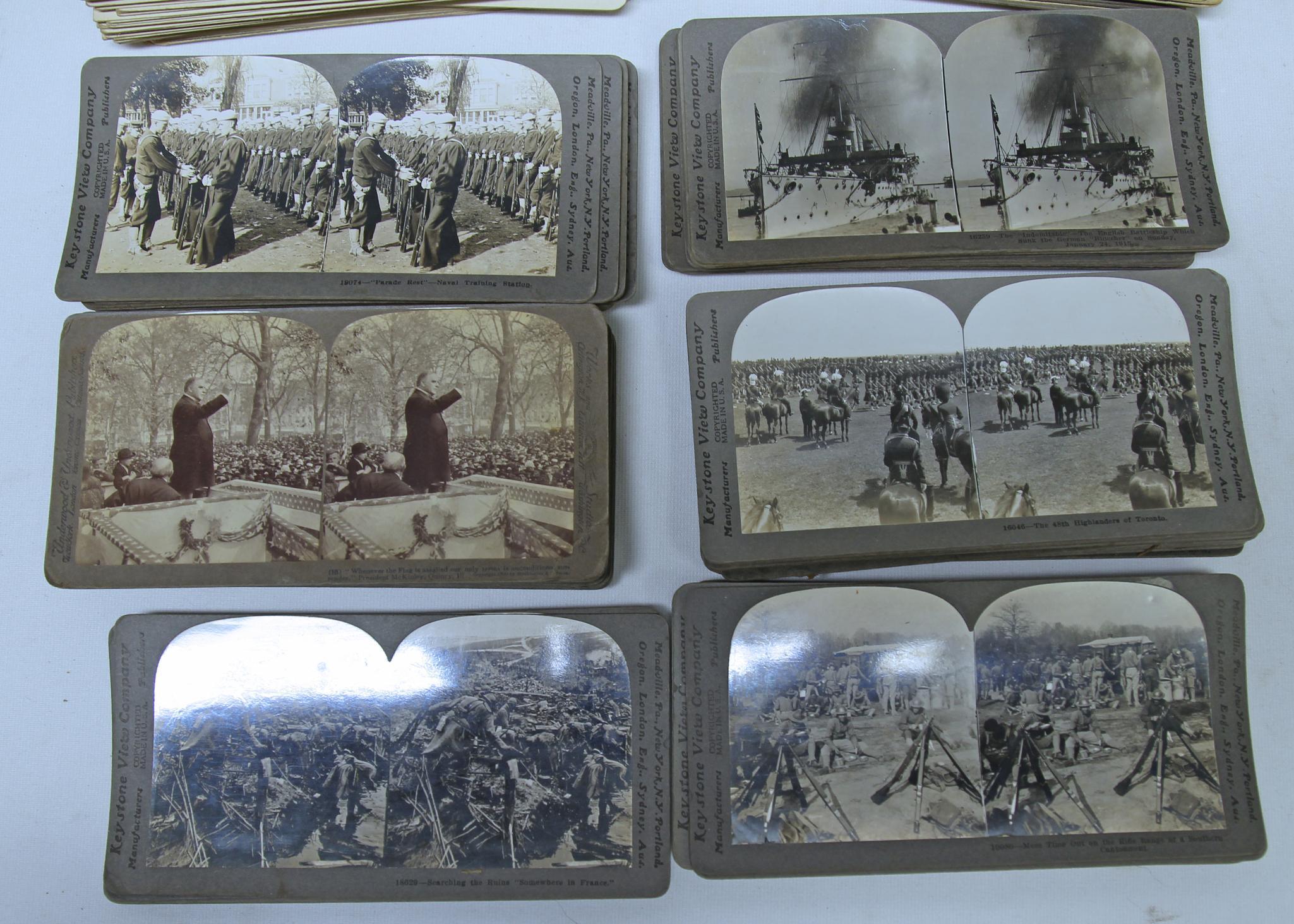 Stereoscope Viewer with 224 Stereoview Cards of All Types including World War I