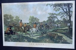 Old Framed Print Herring's Fox-Hunting Scenes Titled "The Death", Frame 30 1/2" x 23"