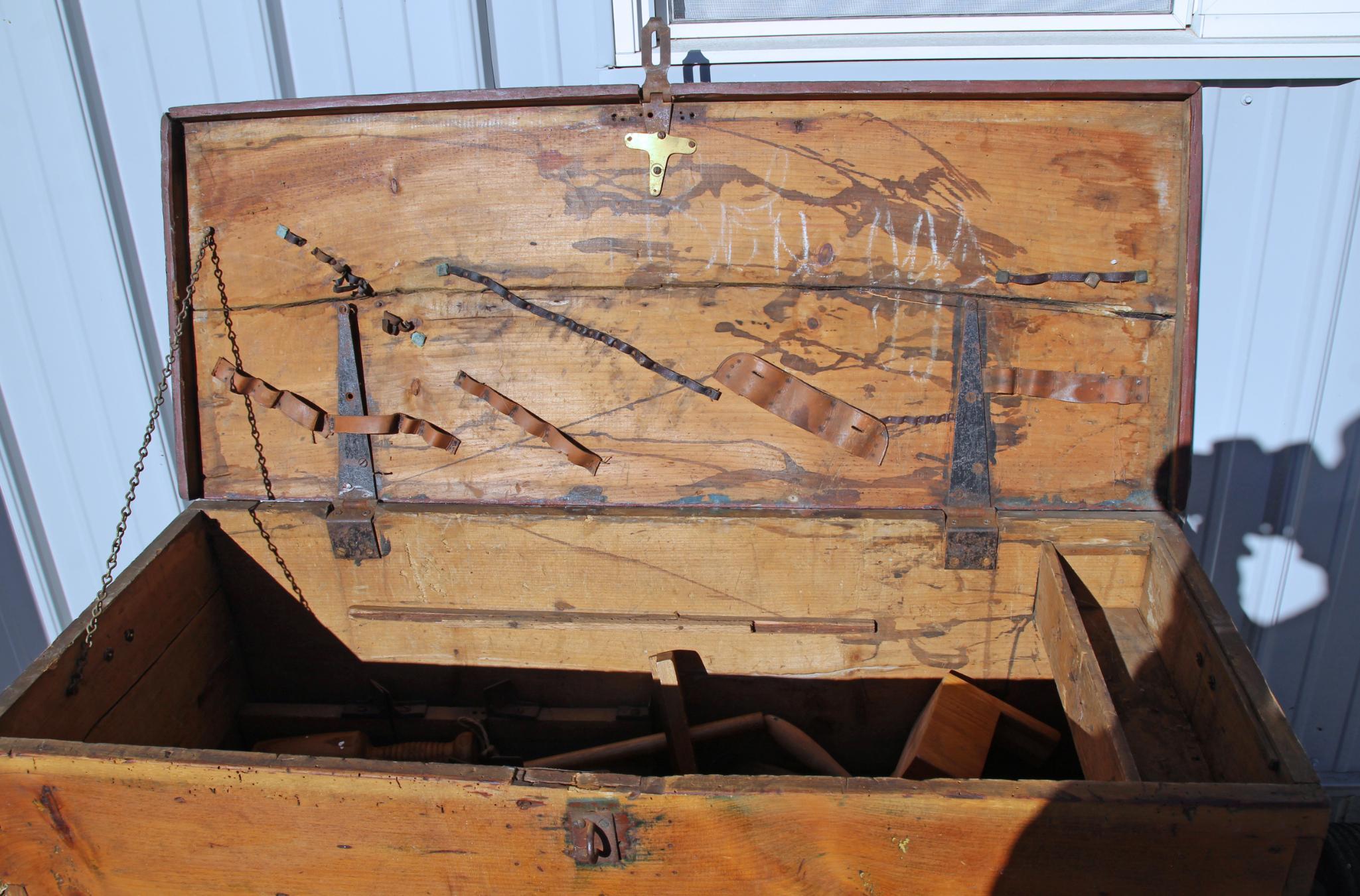 Vintage Tools Old Carpenter's Woodworking Tool Chest with Some Early Tools - LOCAL PICKUP ONLY---We