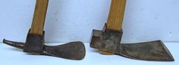 2 Vintage Tools Pick Axe Grub Hoe Hand Tools - Douglas Texas Axe Manufacturing Co. and URD STT