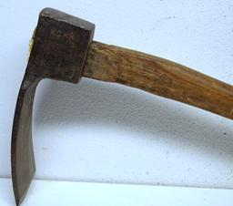 Vintage Tools Old Railroad Pick Axe Grub Hoe Hand Tool Marked MCRR on Side, H in Shield on Bottom of