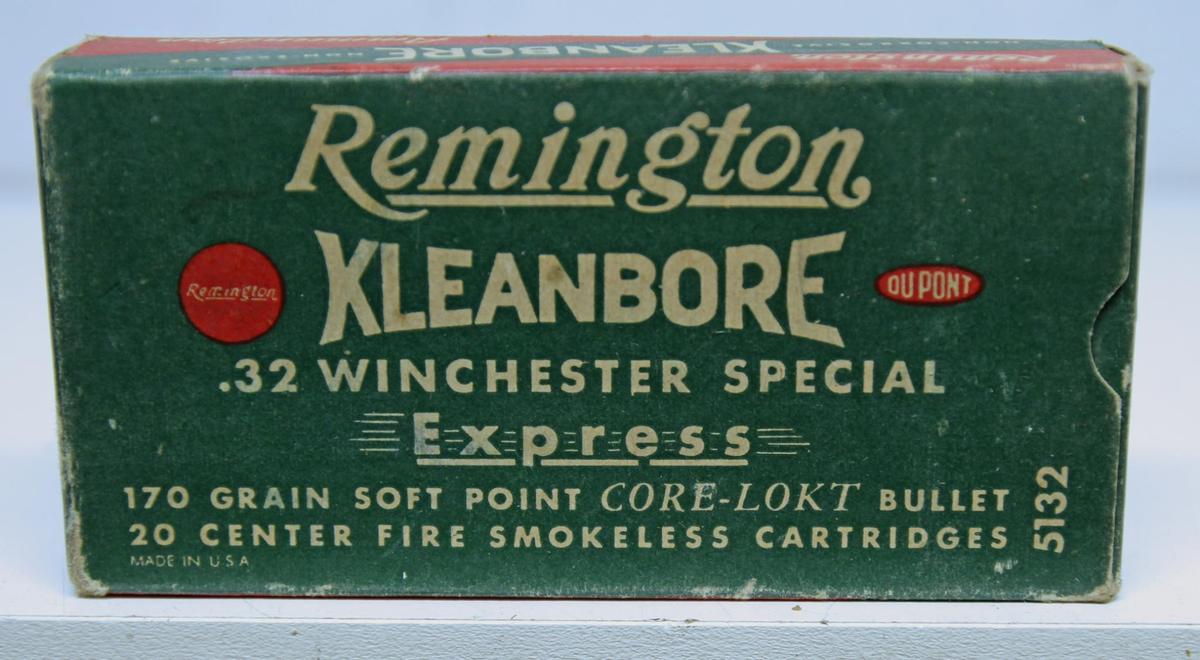 Partial Vintage Box 19 Remington Ammunition .32 Winchester Special 170 gr. SP Cartridges