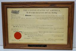 Framed Homestead Certificate Dakota Territory