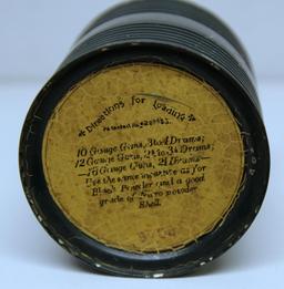 Early Round Keg Type DuPont Smokeless Powder Tin, Any contents will be emptied prior to shipping