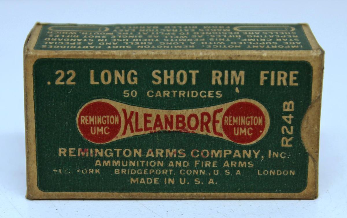Full Vintage Remington Dog Bone Box .22 Long Shot Cartridges Ammunition...